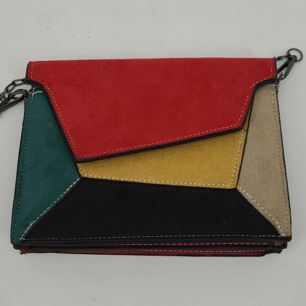 Retro Faux Suede Color Block Handbag‎